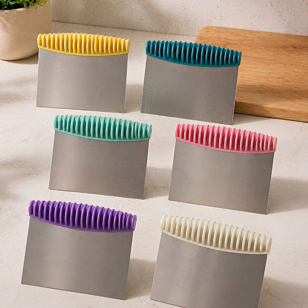 Jouis Hamur Kesici Çelik,Metal Hamur Sıyrıcı,Pasta Sıyırma Aparatı,Hamur Dilimleyici,Pasta Ve Pastacılık İçin Çelik Şekillendirici Ve Hamur Porsiyonlayıcı Renkli Saplı