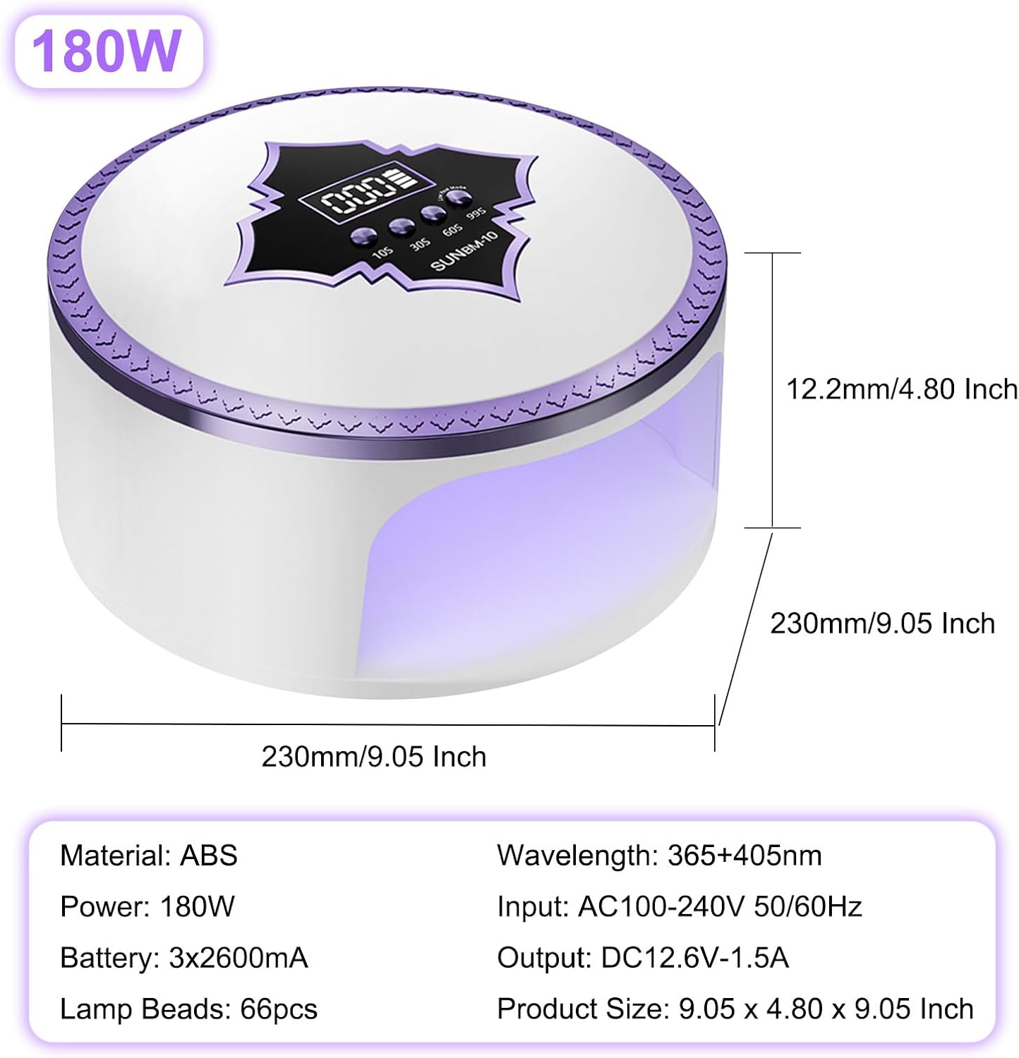 UV LED Nail Lamp Cordless 180W Portable Nail Dryers Rechargeable UV Light for Gel Nails Polish Kit,Fast Curing Wireless Nail Lights Smart Sensor 4 Timer 66 Beads,Nail Art Tools for Manicure Pedicure