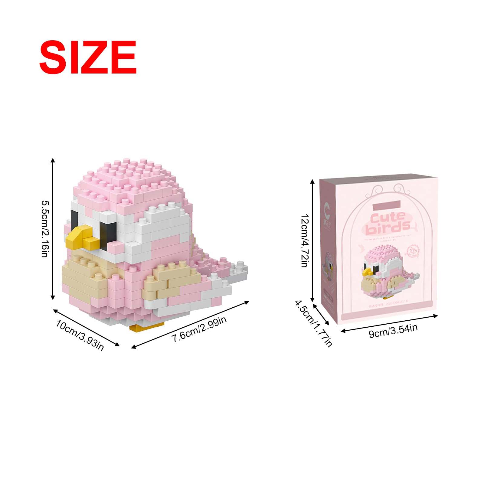 NOOLY Parrot Micro Building Bricks Kit Bird Thmed Blocks Set Decoration for Home and Office WKLJM-01 244Pcs (Peach Pink) 8917 - Image 3