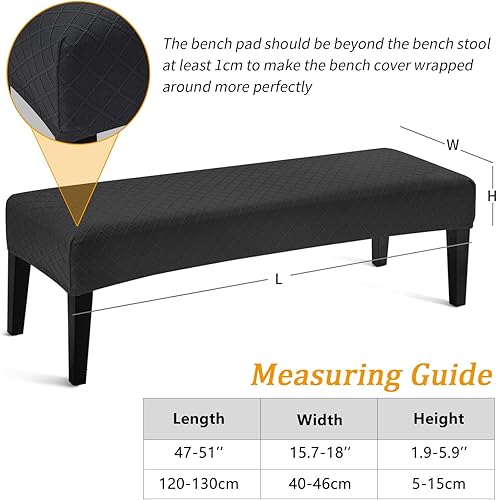 Miniatura 3 de Fuloon Funda impermeable para banco de comedor, funda extraíble lavable para sala de estar, dormitorio, cocina (negro)