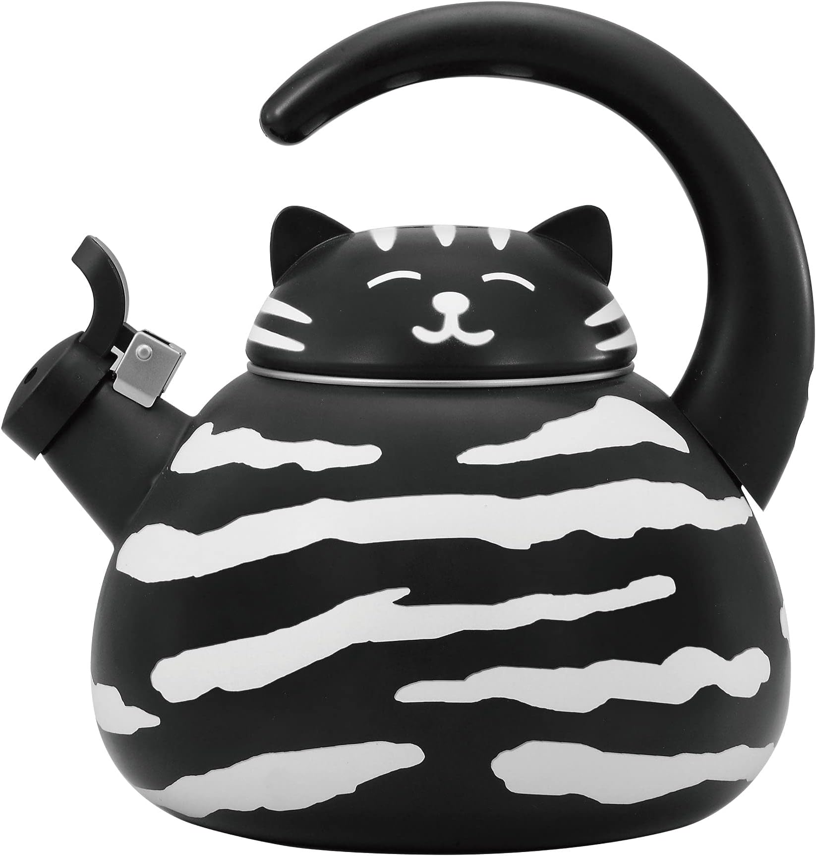 Whistling Tea Kettle for Stove Top Enamel on Steel Teakettle, Supreme Housewares Black Cat Design Teapot Water Kettle Cute Kitchen Accessories Teteras (2.1 Quart, Black Cat)