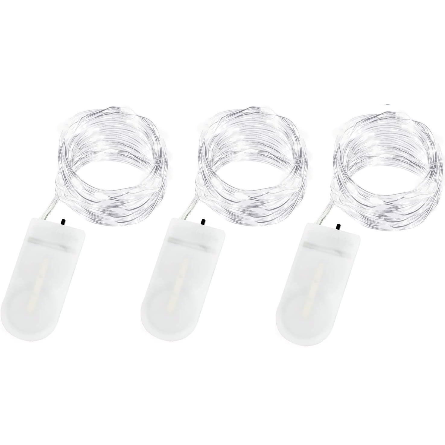 Annefly LED Fairy Lights Battery Operated, 3 Pack 2M 20 LED Micro Wire Fairy String Lights for Bedroom Jar Glasses Wedding Party Christmas Lighting Decoration (Cool White)