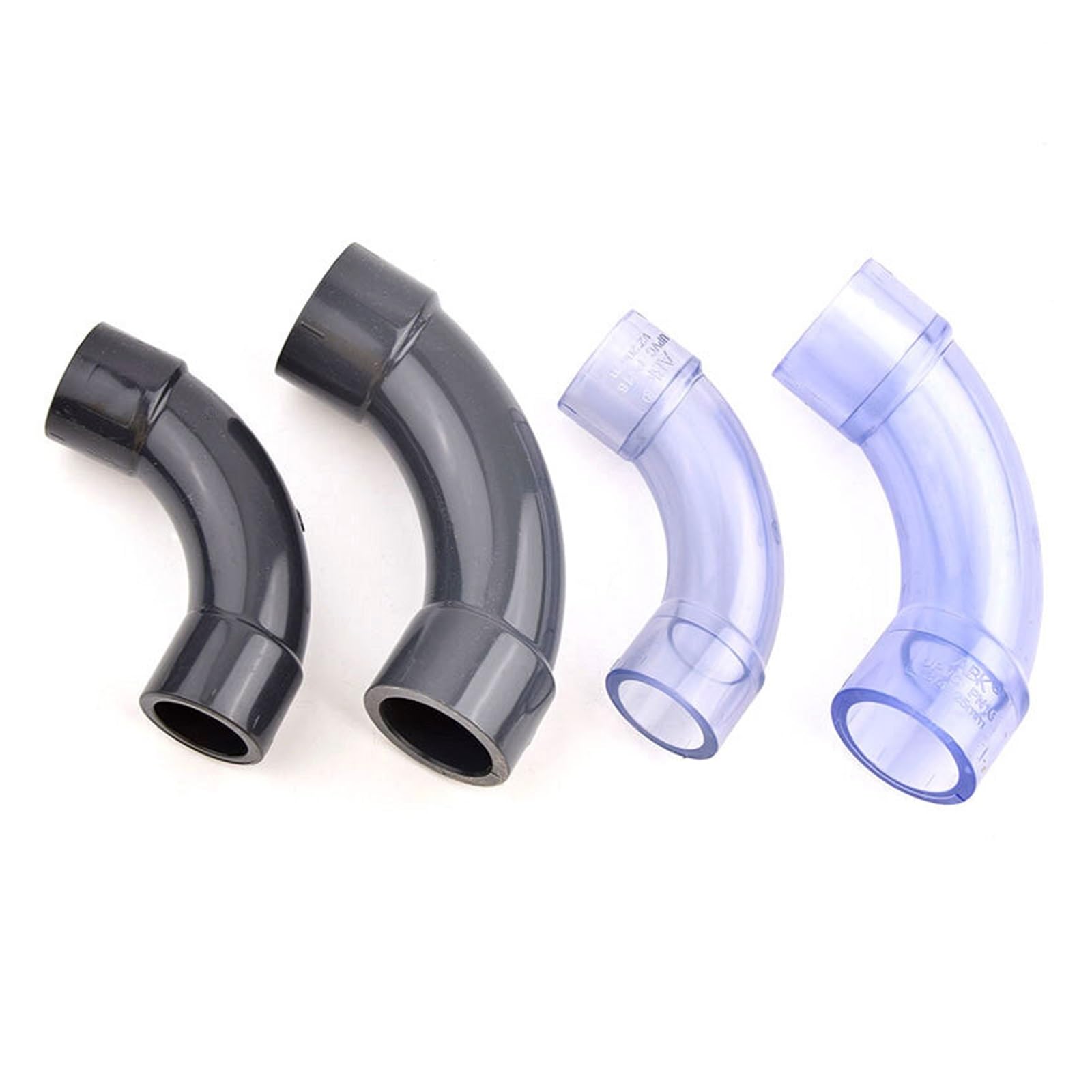 20/25/32/40/50/63 mm UPVC 90 Grad großer Bogenbogen, großer Halbmond-Bogen-Anschluss, Aquarium-Adapter, Wasserversorgungsrohr-Zubehör(Clear blue 63mm)