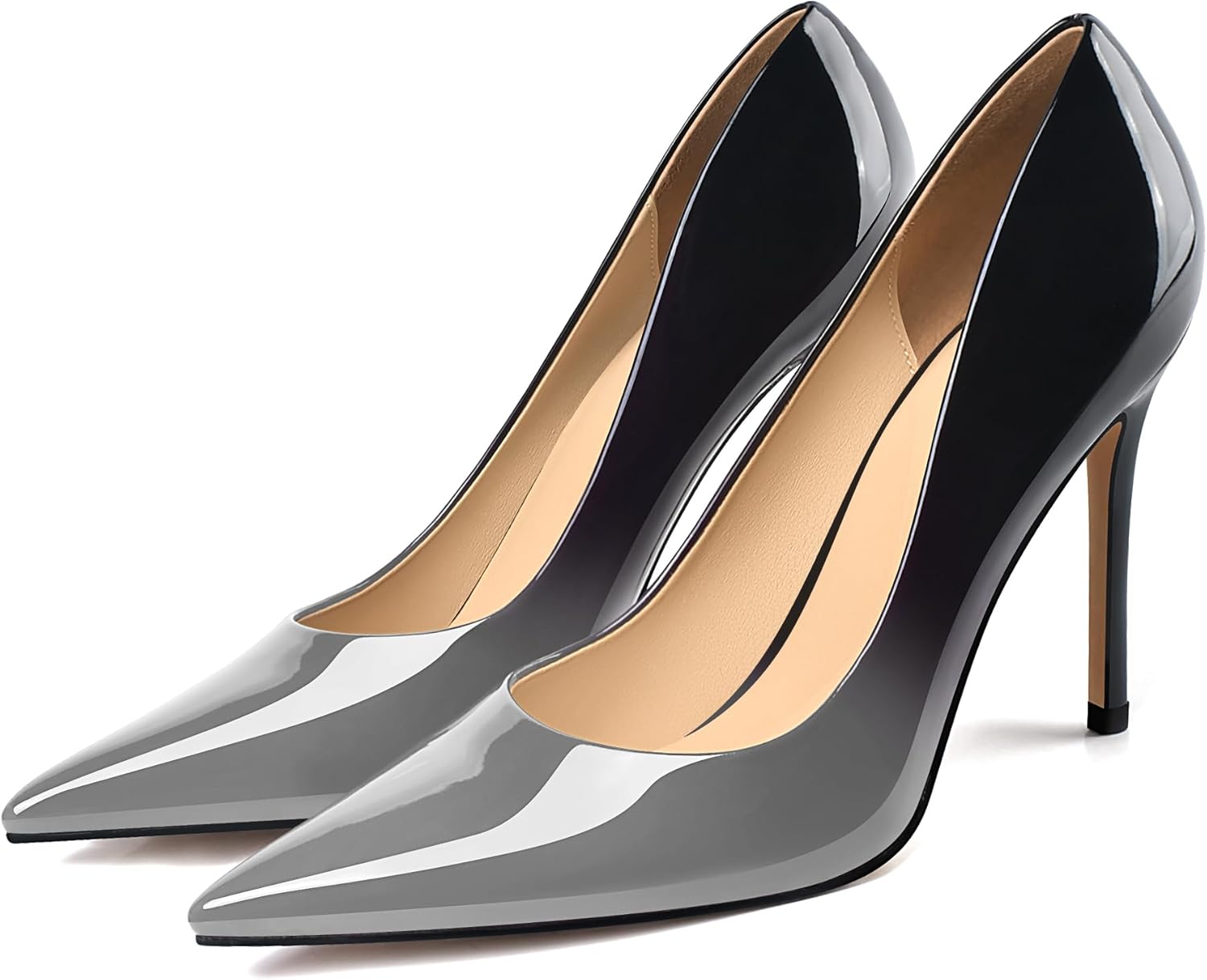 XINIUNIU High Heels for Women Pumps Gradient Patent Leather 4 inches 10CM Formal Sexy Fashion Stiletto Dress Wedding Shoes Pointed Toe