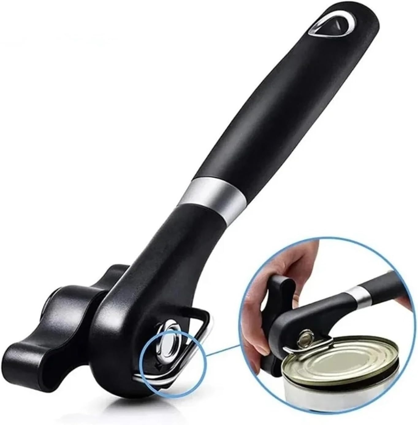 Can Opener - Manual Handheld Tool with Easy Turn Knob, Stainless Steel Kitchen Essential