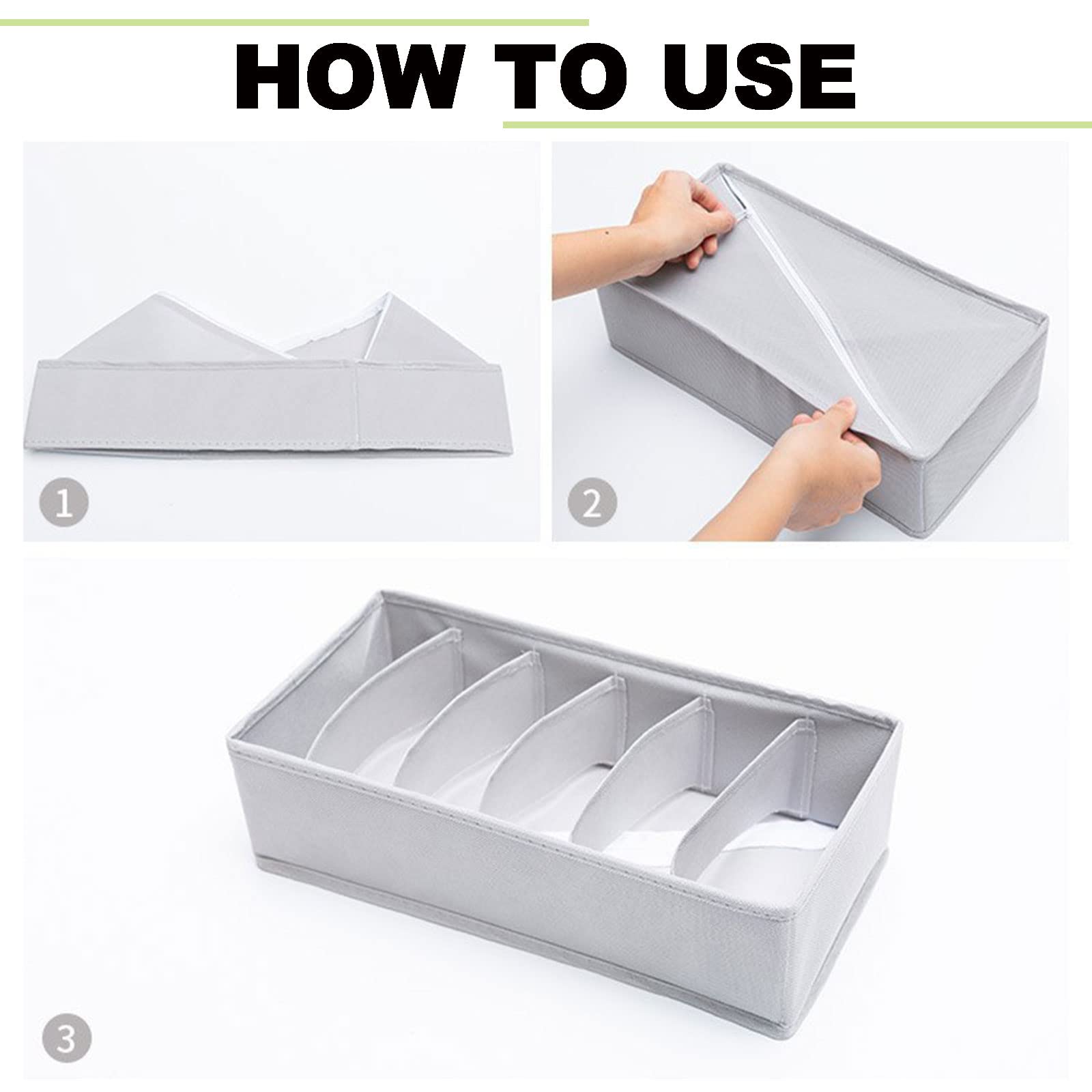 Ensemble de 3 pièces Chaussettes Organisateur de sous-vêtements Organisateur de tiroir de sous-vêtements pour Femmes Garde-Robe Haute capacité Lavable Portable Pliable Garde-Robe Organisateu