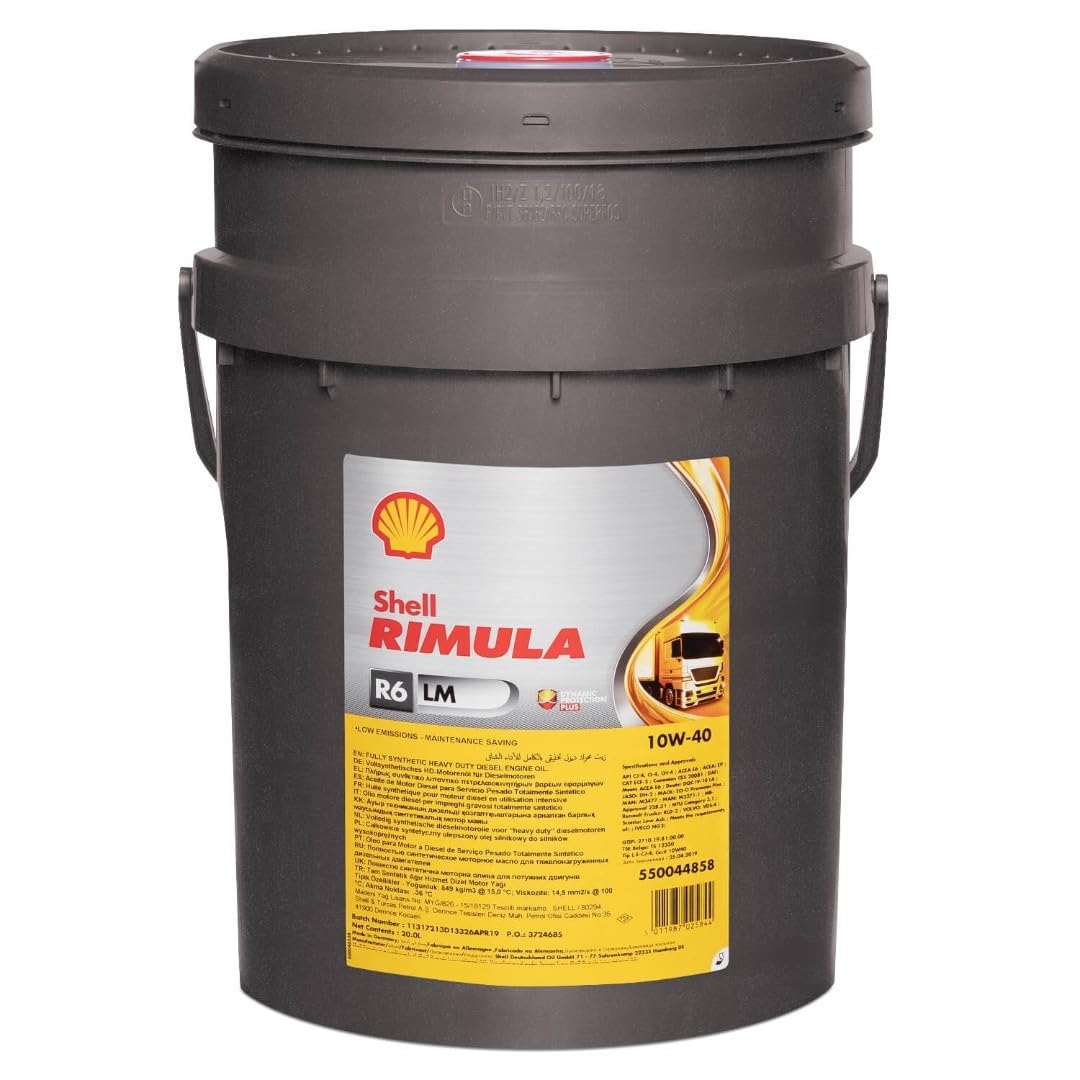SHELL Aceite de motor 10W-40 Rimula ACEA E6 ACEA E9 ACEA E7 ACEA E8 ACEA E11 API CK-4 API CJ-4 API CI-4 API CH-4 R6 LM 20L Compatible con MERCEDES-BENZ Clase C T-modell S204 Clase E T-modell S212