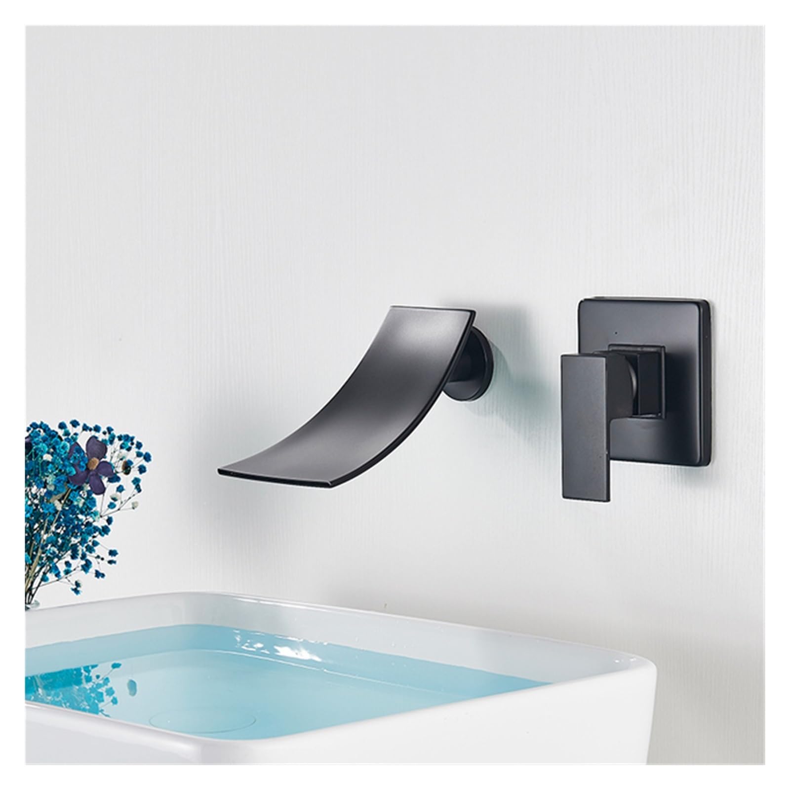 Robinet de légumes à poignée unique noire pour évier et lavabo mural