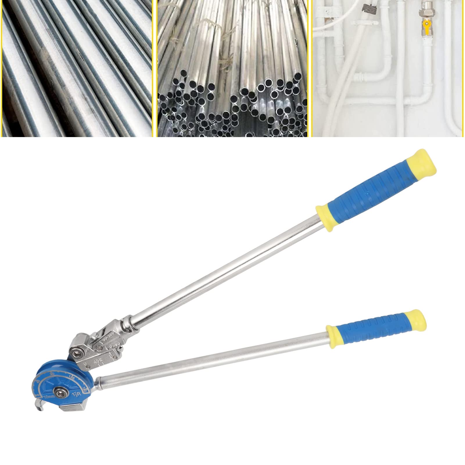 Qcwwy Giętarka do Rur, Ręczna Giętarka do Rur ze Stali Nierdzewnej Miedzianych i Aluminiowych 1/2 Cala, Gięcie Pod Kątem 0-180 Stopni Użytku Domowego i Profesjonalnego