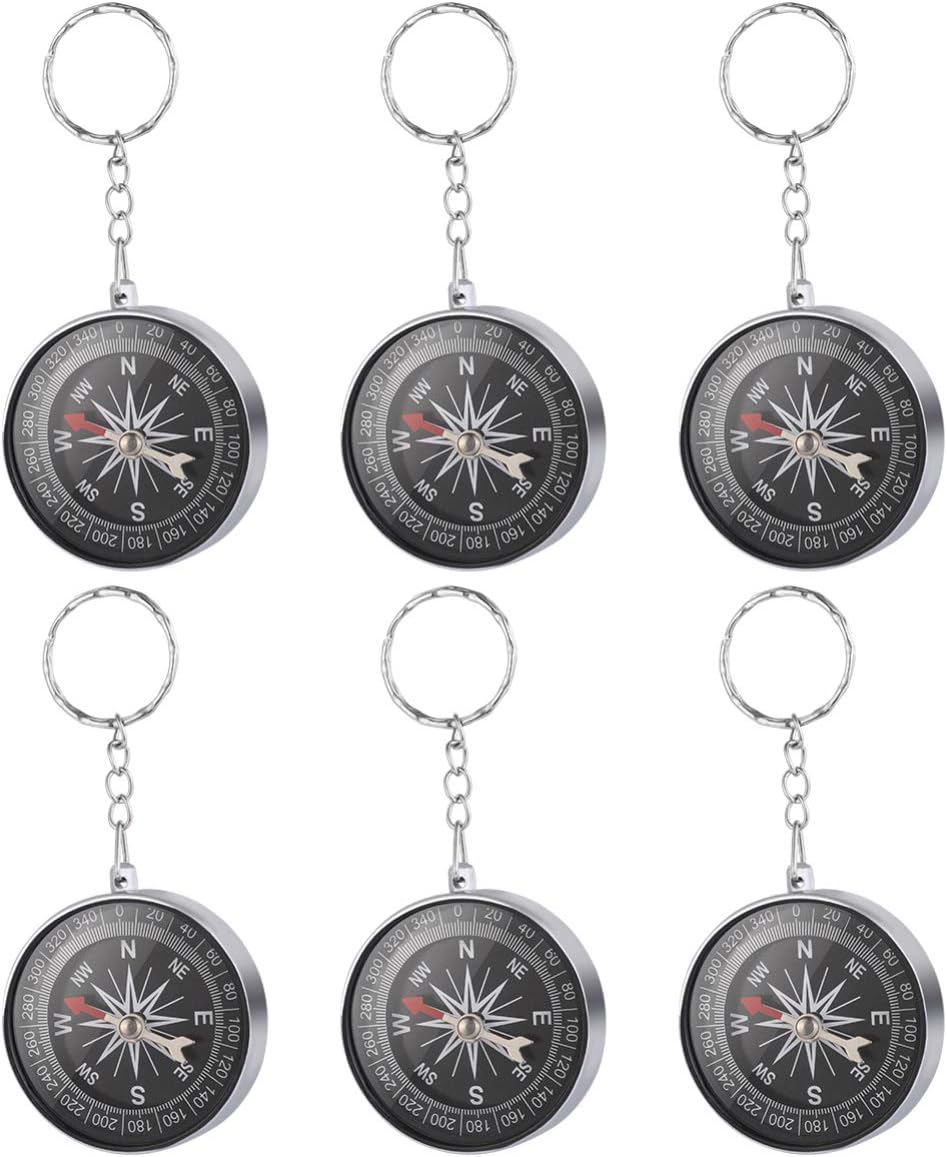 Toyvian Hiking Compass Survival Keychain 12PCS Mini