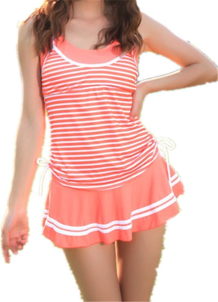 Banano Girls Tankini Trapeze 2-piece Swimsuit Set Red L