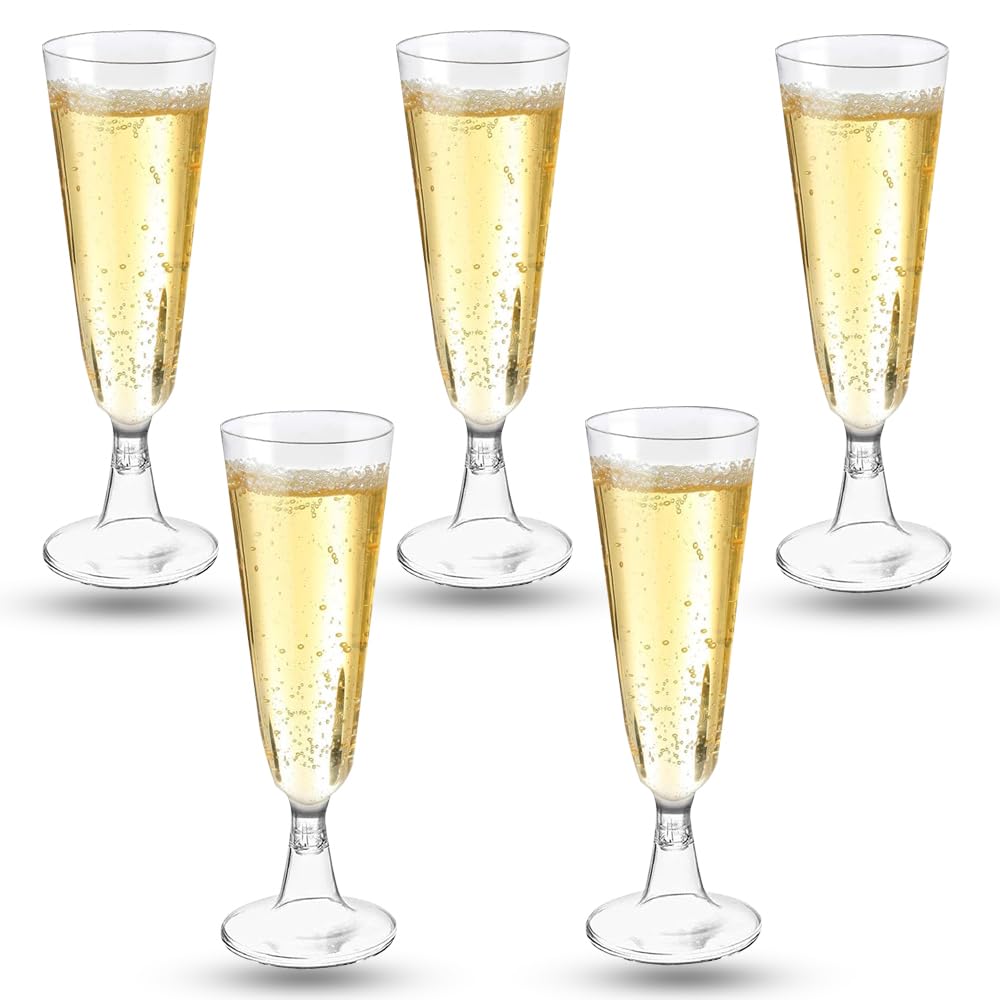 Coztie Sektgläser Plastik, 30 Stück Kunststoff 150ml Mehrweg Champagnergläser Mimosa für Sektempfang, Hochzeit, Geburtstag, Picknick, Party - Transparent