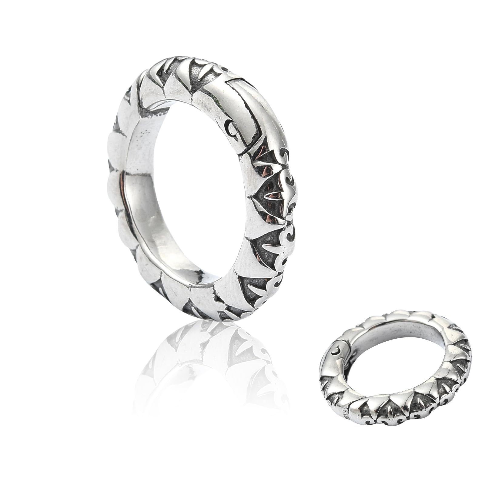 Stiesy 2 Pcs Jewelry Clasps for Bracelets 304 Stainless Steel Spring Gate O Rings Buckles Antique Silver Split Rings Keyring Buckles for Necklace Keychain Jewelry Making DIY Craft