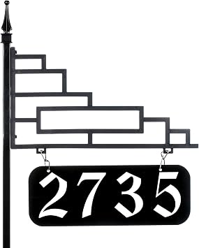 Address America USA Handcrafted Excalibur Reflective Address Sign on a 47" Pole with Customized Gothic Contemporary Style Address - AS