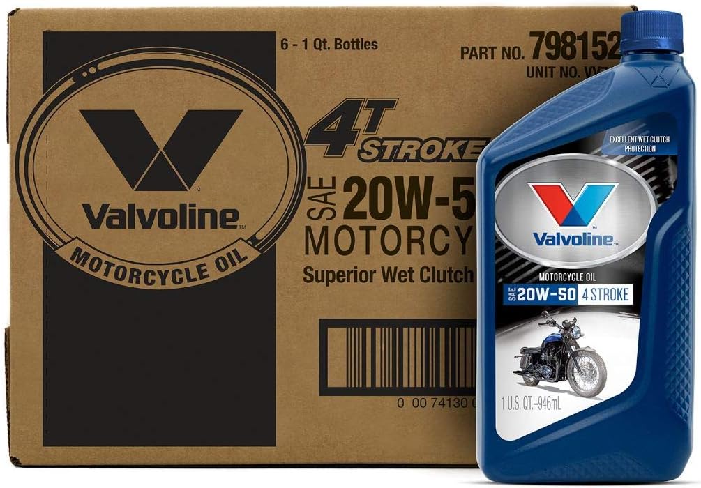 Valvoline 4-Stroke Motorcycle SAE 20W-50 Motor Oil 1 QT, Case of 6