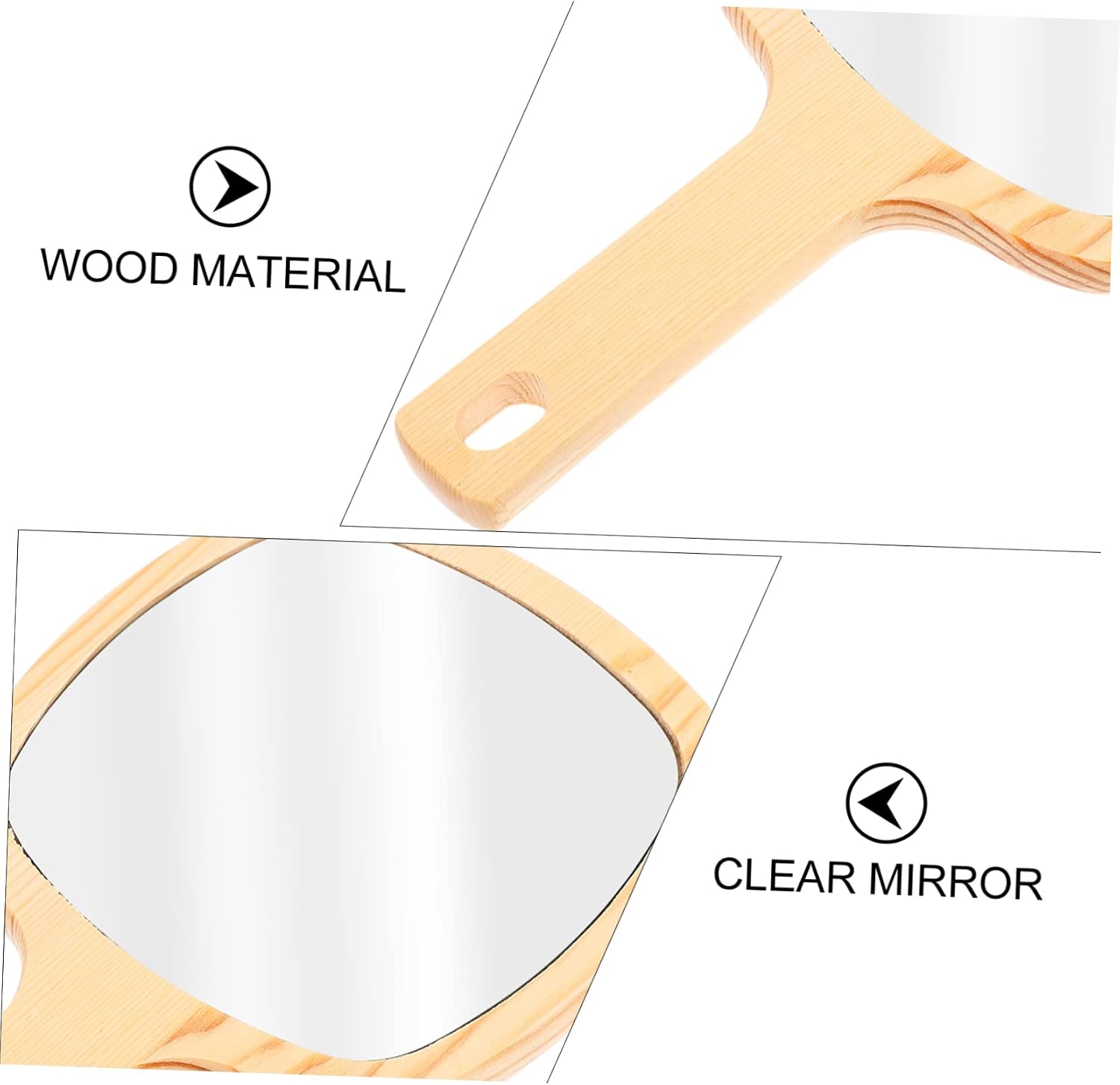 Wooden Handle HD Handheld Makeup Mirror Portable Vanity Mirror for Women Creative Flexible Design for Home and On-the-Go