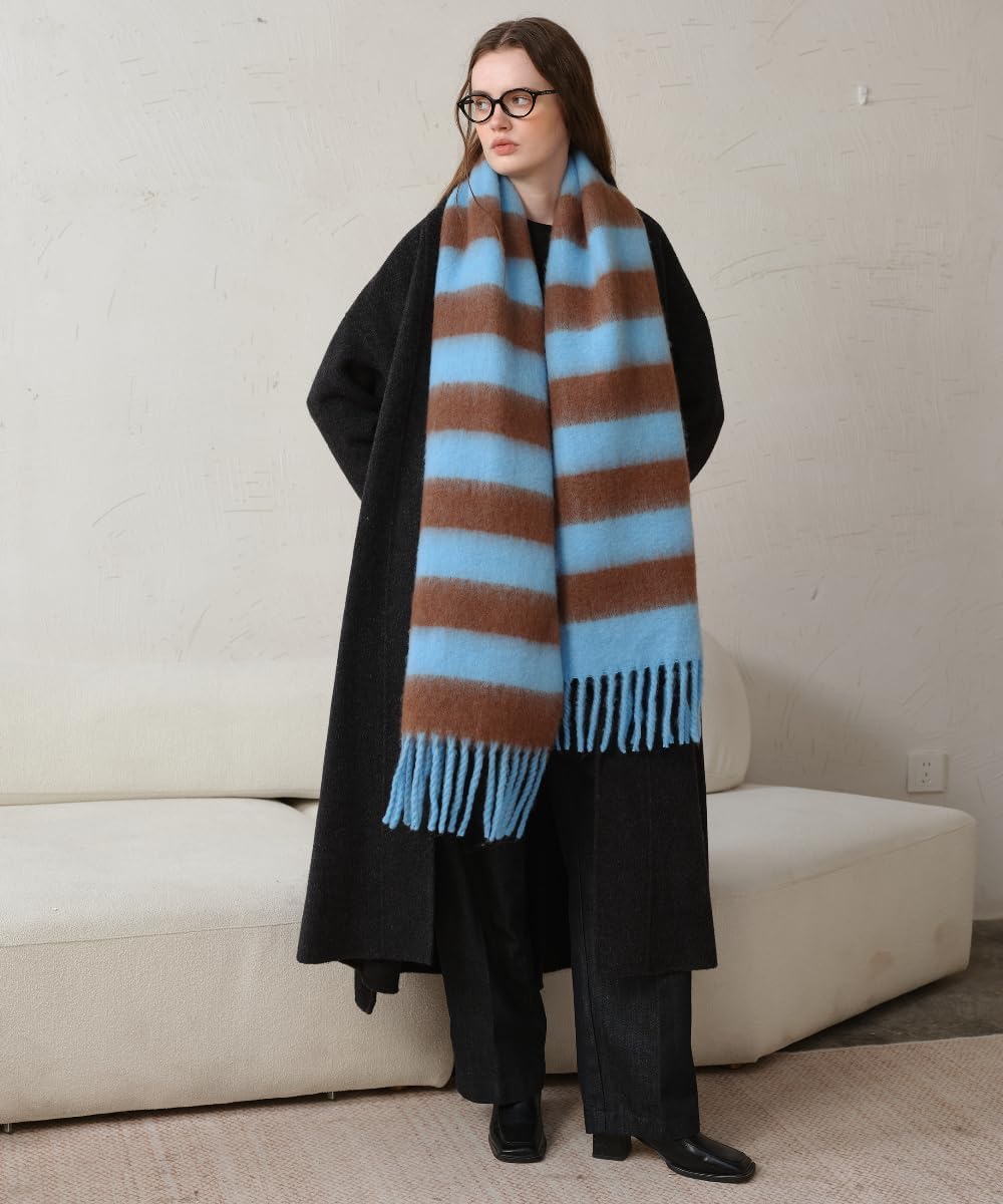 Women's Fall Winter Chunky Scarves Big Thick Warm Knit Blanket Scarf Long Oversized Striped Tassel Shawls Wraps - Image 6