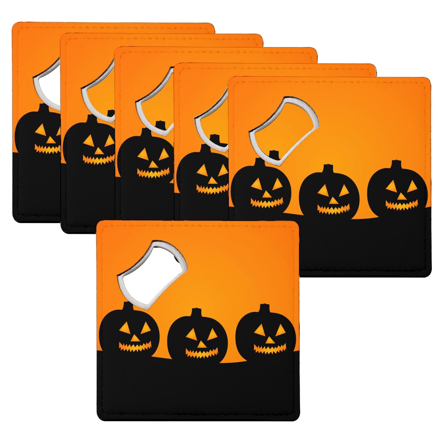 Sous-verre décapsuleur Halloween citrouille orange lot de 6 dessous de verre 92mm