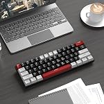 60 Clavier de jeu mécanique, gris et noir Couleur mixte Claques de jeu avec interrupteurs rouges, câble de type C amovible Mini Clavier avec Powder Blue Light pour Windows/Mac/PC/Laptop
