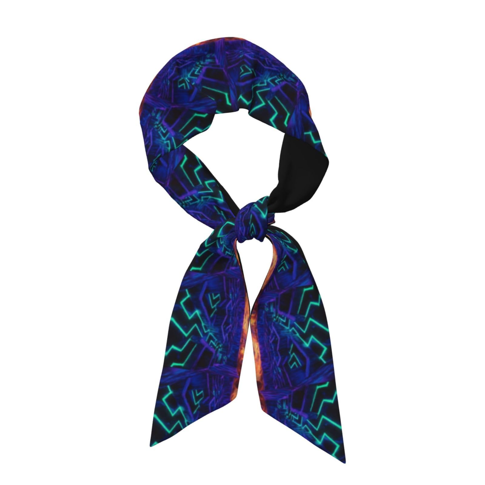 WZYWHJ Fluorescent maze Pattern Silk Scarf for Women 46.9 * 3.1 In Headband