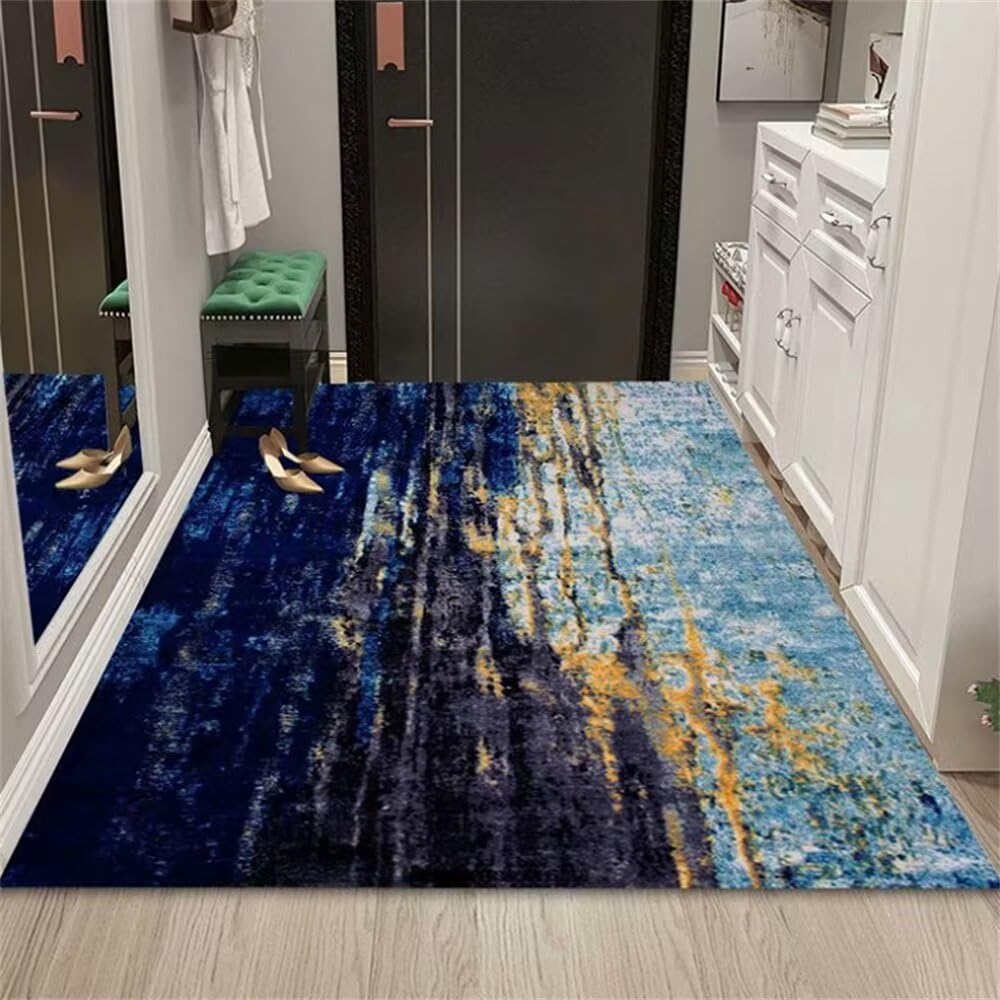 Tapis de chambre jaune et bleu 80x160cm de style moderne