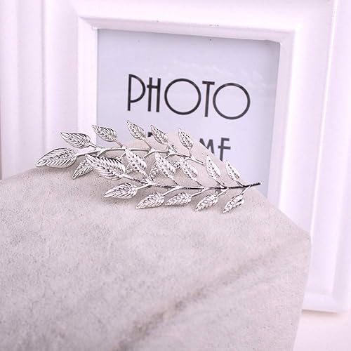 Miniatura 6 de Vpang - 2 pares de elegantes broches de metal con diseño de hoja de trigo, broche para traje, clip, collar, camisa, collar, broche, broche, broche