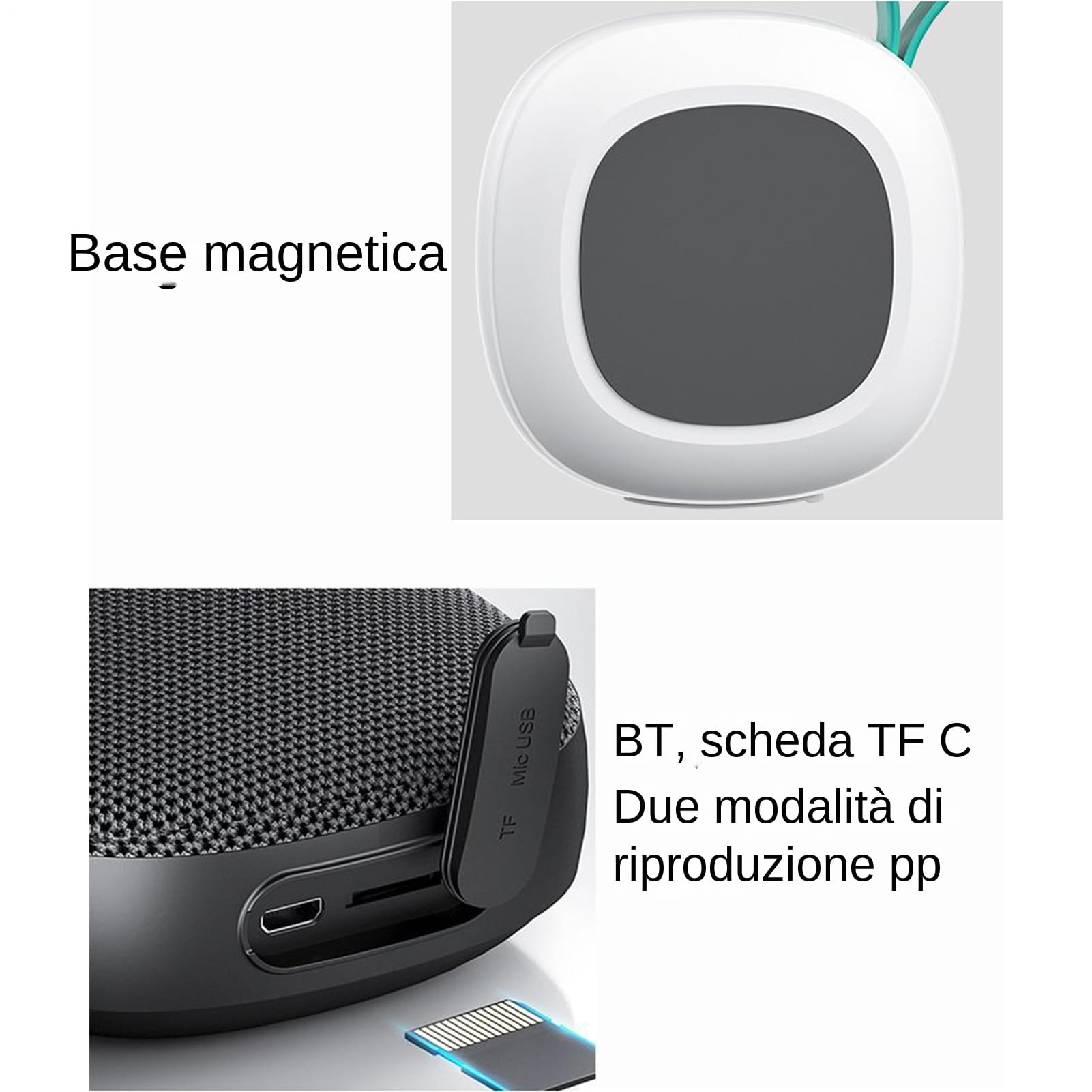 Generico Altoparlante da Esterno - Stereo Wireless con Base Magnetica - Sonoro Portatile con Magnete per Interni ed Esterni Casa Auto Giardino Musica ad Alta Voce Regalo Uomini Donne