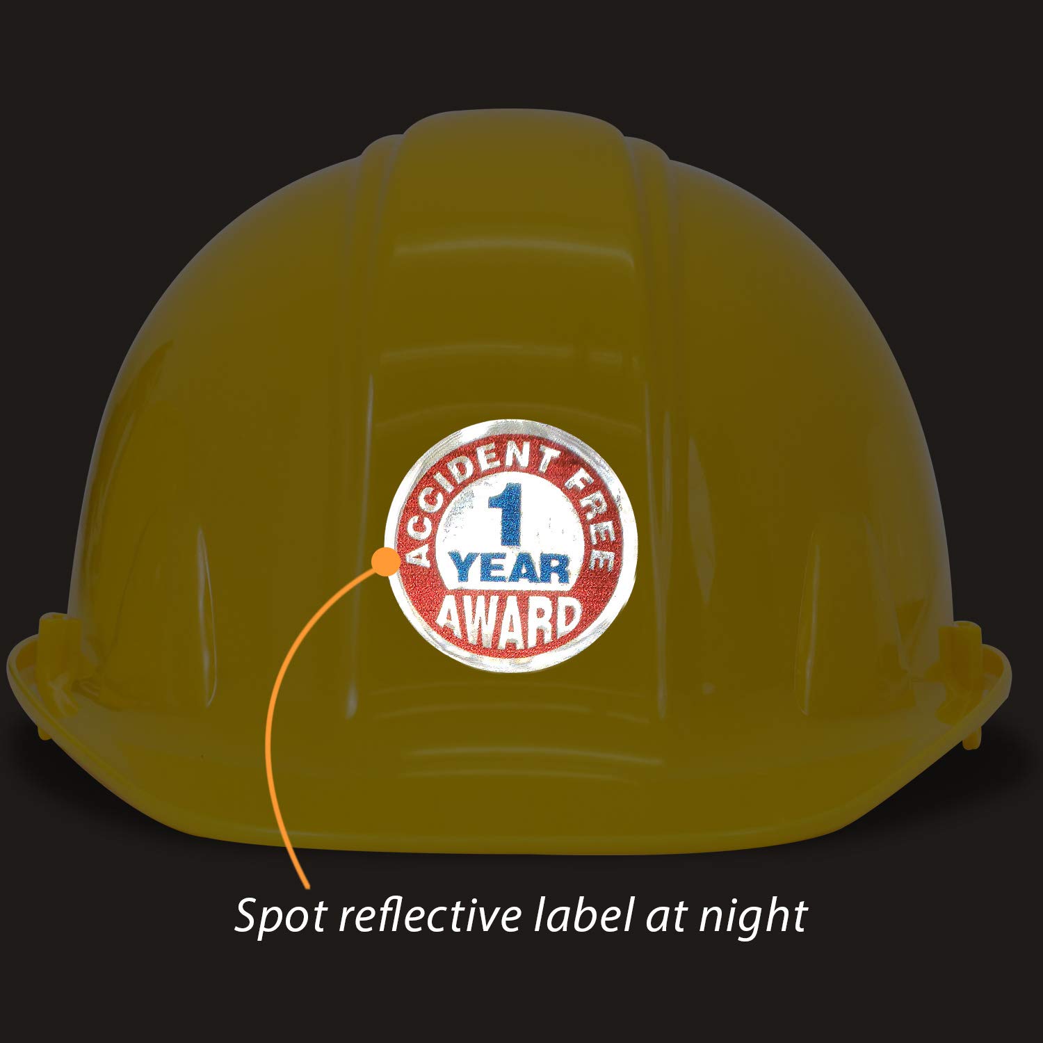 SmartSign Pack of 5 “1 Year Accident Free Award” Hard Hat Labels | Retro-Reflective, 2" Circle