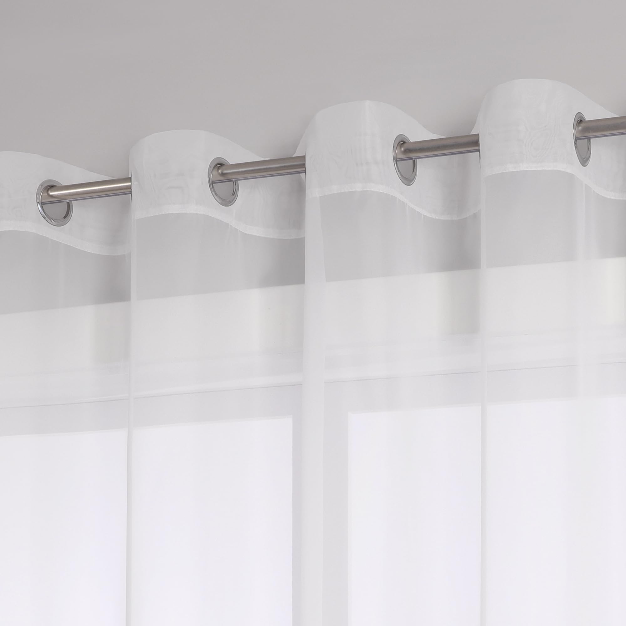 Uni Gardine mit Ösen Transparente Vorhang Weiß Stores Voile Gardine Schal Fensterschal Wohnzimmer Dekoschal mit Satinband 1 Stück BxH 450x170cm Grün