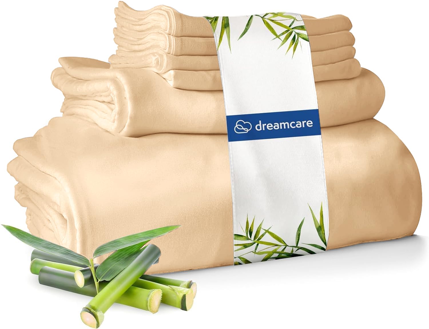 DREAMCARE 100% Rayon Bamboo Sheets King Size - 4pc Cooling Sheets King Size