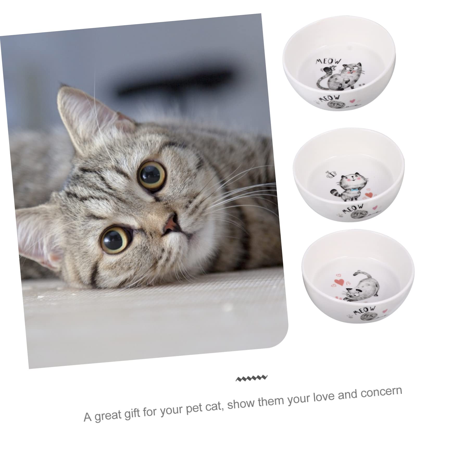 BESPORTBLE Bol de Chat Bols de Chat Bol d'eau pour Chat Nourriture pour Chats Non conteneur Croquette Chat récipient Chat Alimentation Arc de Chiot Arc de Chat Chiot céramique Blanche