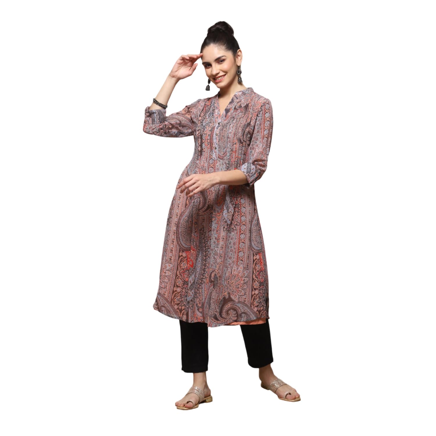 Spykar Women Polyester Straight Fit Printed Kurta in multi
