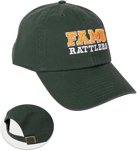 Gorra de béisbol de la Universidad de Florida A&M FAMU Rattlers Brimmed Embroirderd, gorra con correa de tela ajustable para adultos (estilo B)