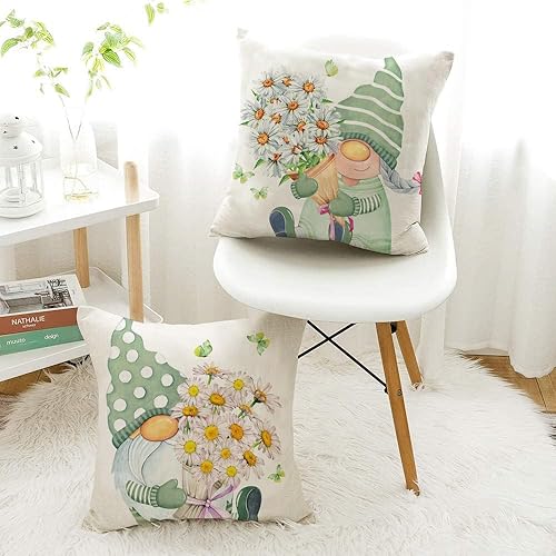 Miniatura 4 de All Smiles Juego de 4 fundas de almohada de primavera verde para exteriores, 24 x 24 pulgadas, fundas decorativas de verano, decoración del hogar,