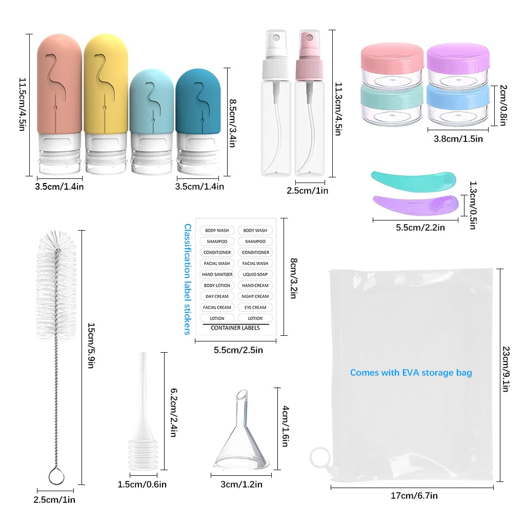 MAYCREATE Silicone Travel Bottle Kit 16 Pcs, Leakproof for Toiletries