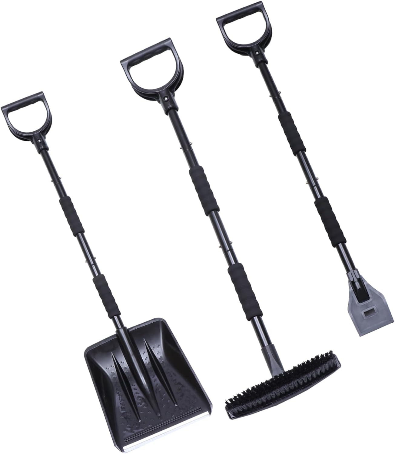 3-in-1 Detachable Snow Removal Tool Set Telescopic Snow Brush Ice Scraper and Shovel for Cars Trucks and SUVs Winter Vehicle Accessories