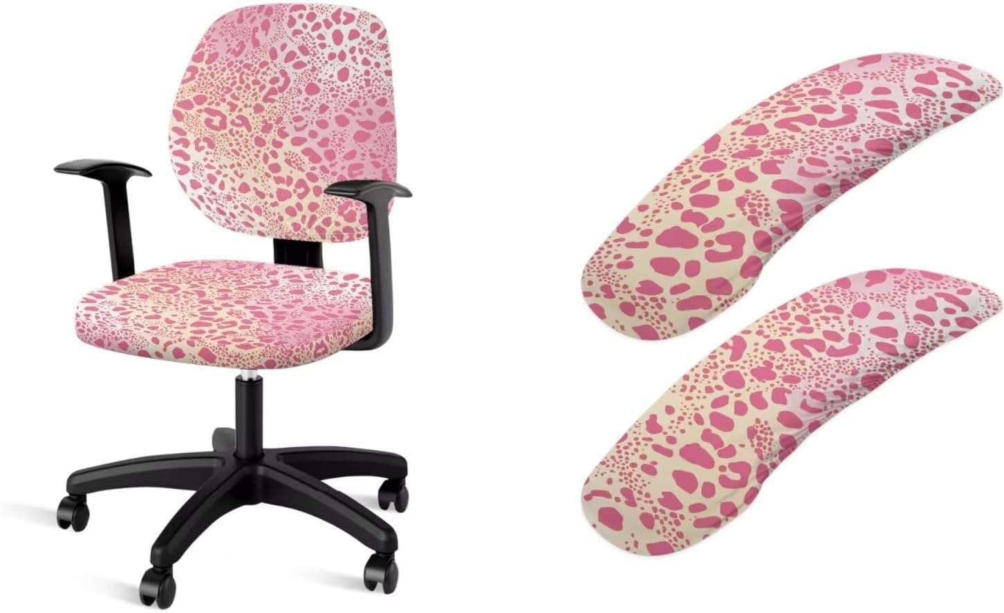 Brown Cow Print 4 Pcs Office Rotating Armchair Cover Set Lightweight Dustproof Swivel Office Computer Gaming Boat Chairs Protect Cover