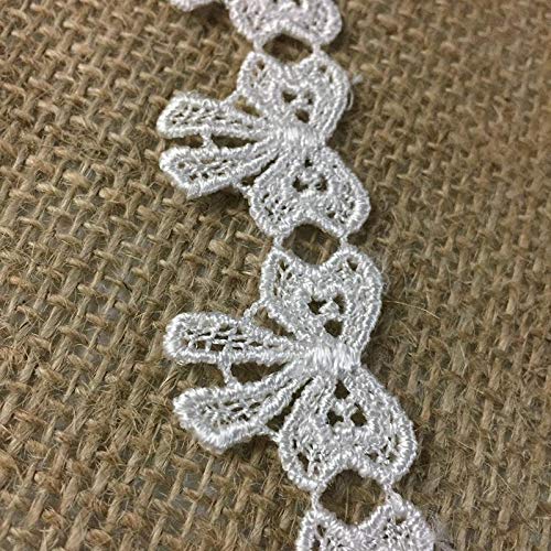 Lace Trim Bowtie Ribbon Design Venise, 1" Wide, 3 Yards, Choose Color. Multi-Use Garments Children Bridal Diy Sewing Craft Veil Costume Scrapbook, White - Amore Fabrics #TOP1