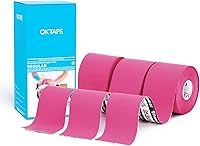 Vista 25 de OK TAPE Cinta de kinesiología de algodón original regular (paquete de 2), cinta atlética terapéutica elástica resistente al agua, sin látex