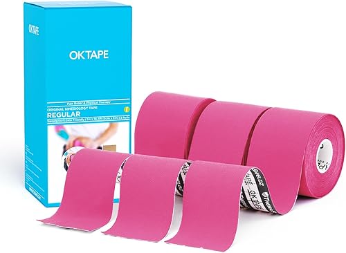 Vista 41 de OK TAPE Cinta de kinesiología regular (paquete de 3), cinta atlética de algodón original para apoyar las articulaciones musculares de la rodilla