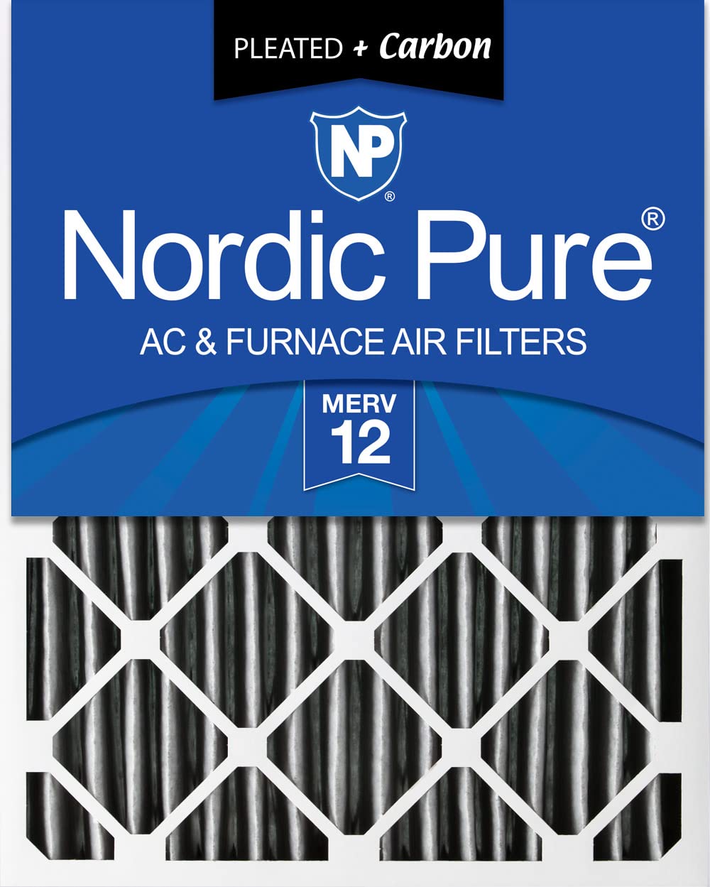 Nordic Pure 18x24x4 (17_1/2 x 23_3/8 x 3_5/8) Pleated Air Filter MERV 12 Plus Carbon 1 Pack