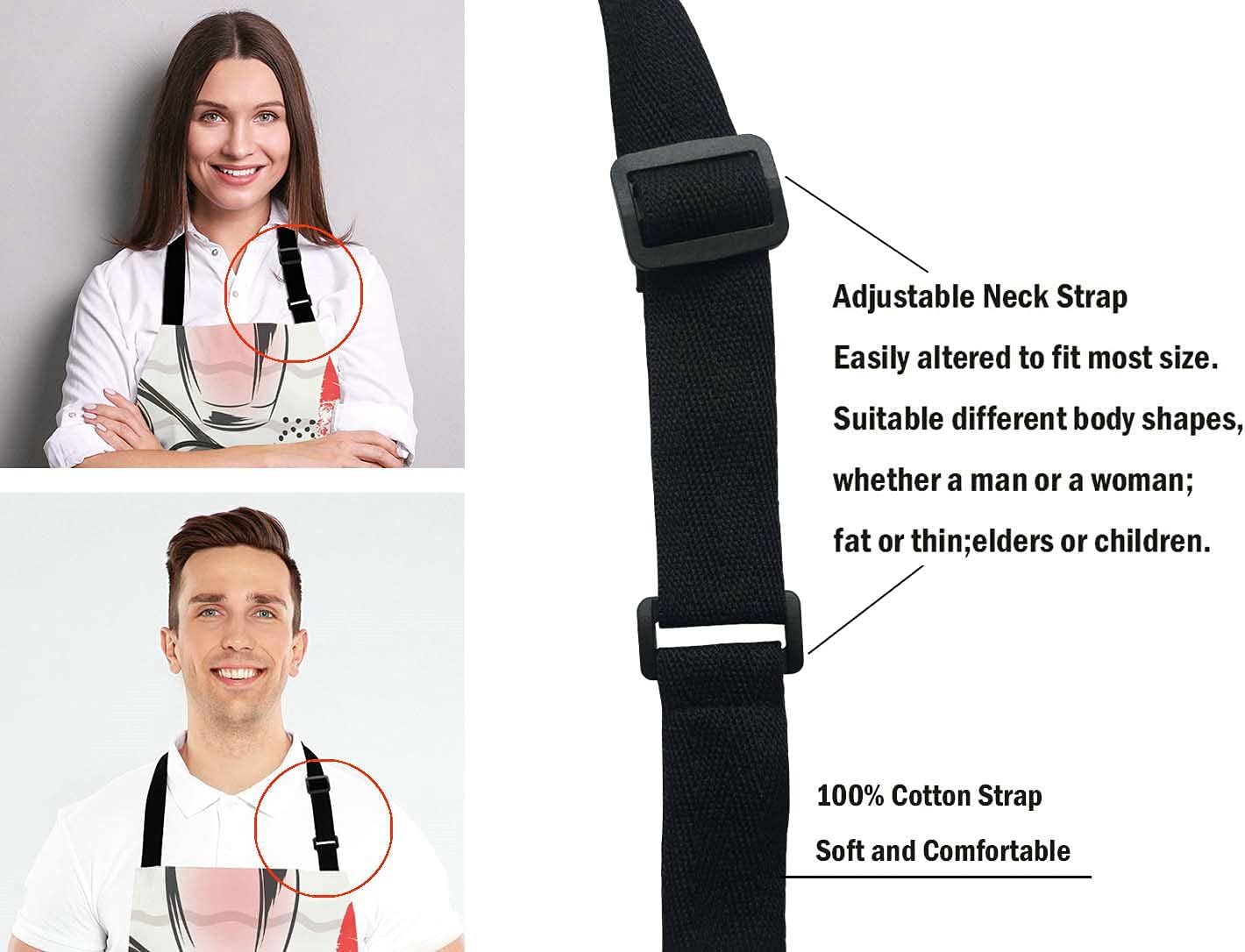 Fashion Cosmetic Apron, Women Cosmetics Red Lipstick, Shoes, Glasses and Perfume Adjustable Bib Apron Kitchen Cooking Baking Gardening Apron for Women Men image 5