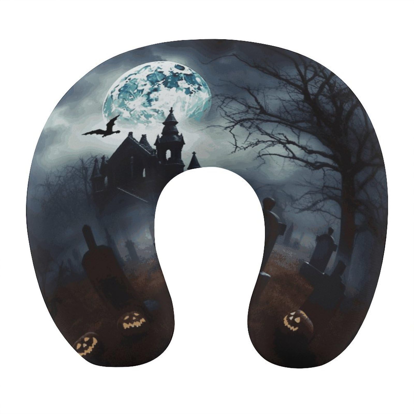 Btcowzrv Style Gothic Happy Halloween U Shaped Neck Pillow Travel Pillows