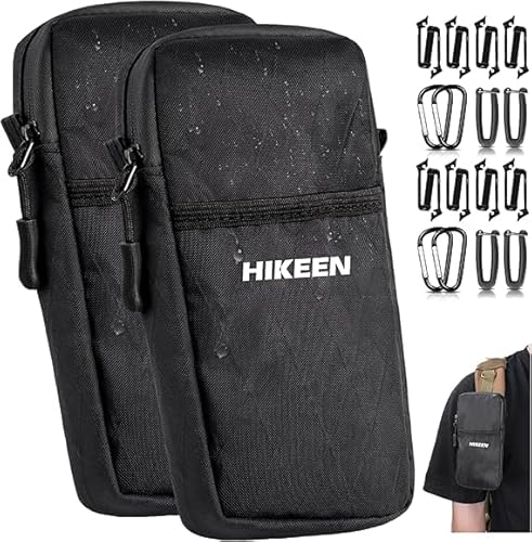 Hikeen 2er-Pack X-Pac Multifunktions-Handytasche mit Karabiner: wasserdichte Molle Tasche für Männer & Frauen, EDC Pouch für Outdoor, Camping, Jagd & Training- als Geschenk