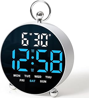 MASHI Digital Alarm Clock, 4.4Inch LED Alarm Clock with Timer, Date, Snooze Function, Modern Design, Wall/Table Mount, Decor for Bedroom, Bedside, Living Room, Office, Classroom, Birthday Gift(Blue)