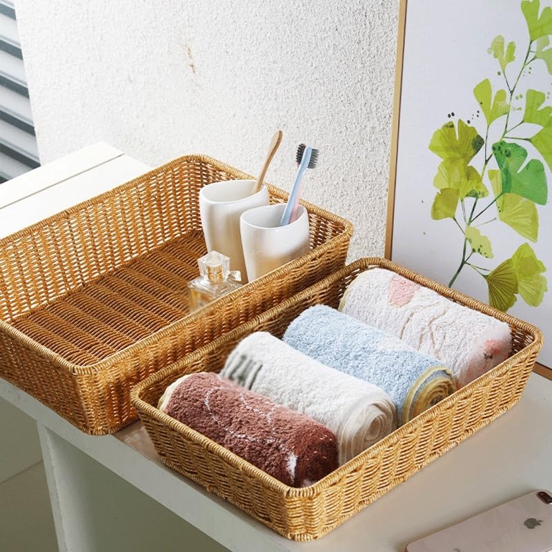 ベーキングトレイ籐収納バスケット長方形パンディスプレイバスケットフルーツバスケット野菜スナックプラスチック