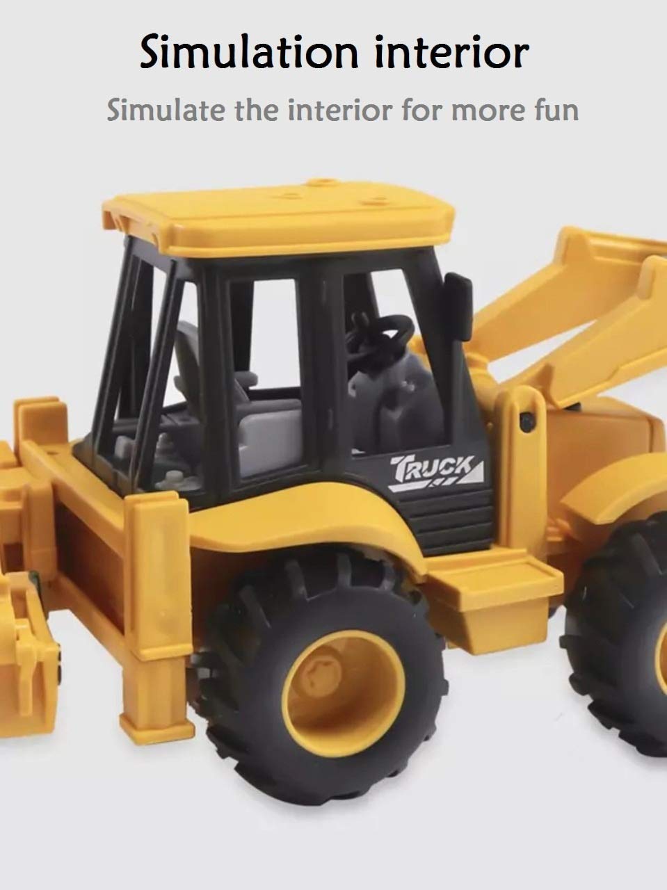 Destonl Bulldozer Excavator Loader Truck Exclusive Collection of Construction Tractor Truck Vehicles Pretend Play Set Toy for Kids Excavator Yellow 4