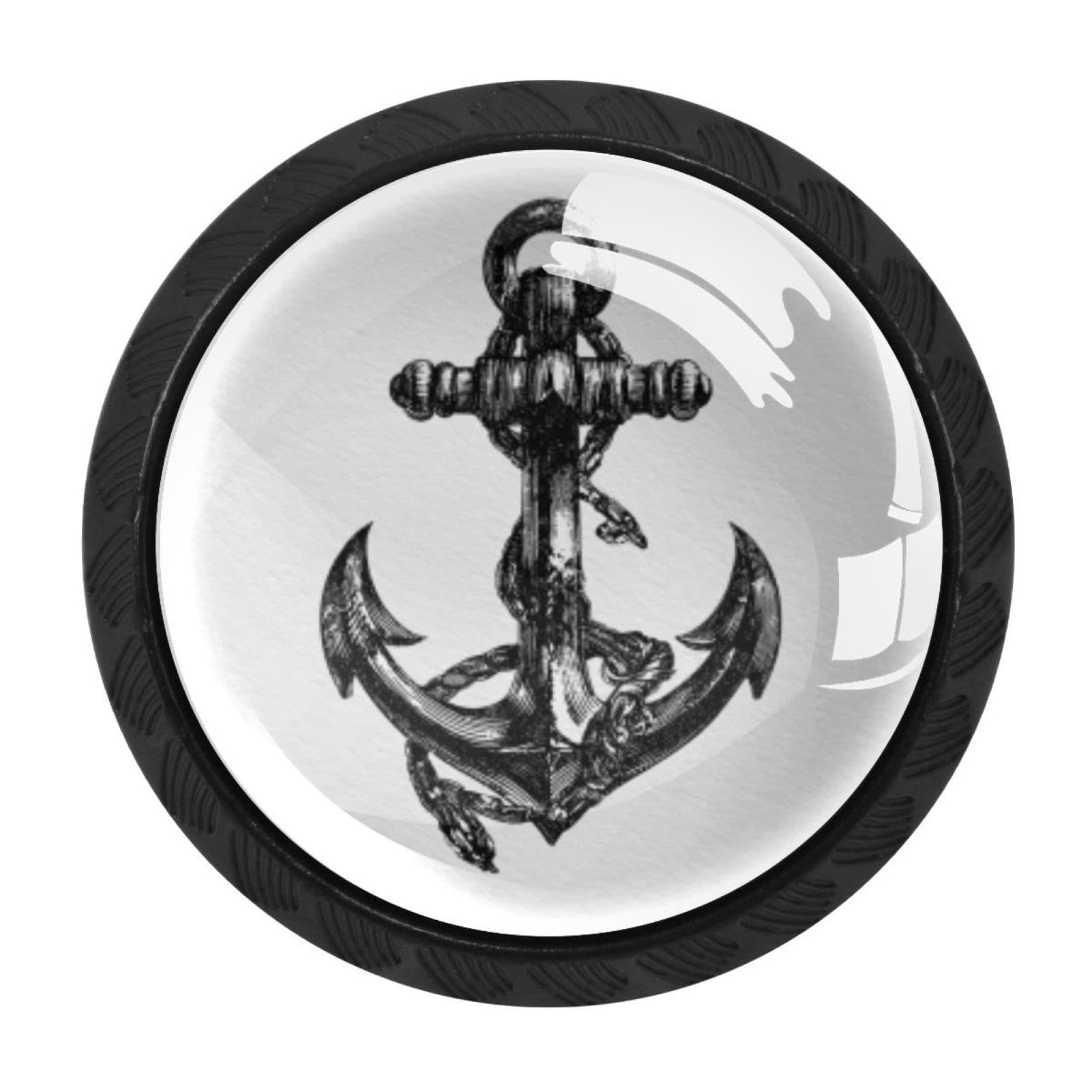 CHENZZZZ Nautical Anchor (5) Cabinet Knobs 4 Pieces Drawer Kitchen Cabinets Dresser Cupboard Wardrobe Unique Pulls Handles