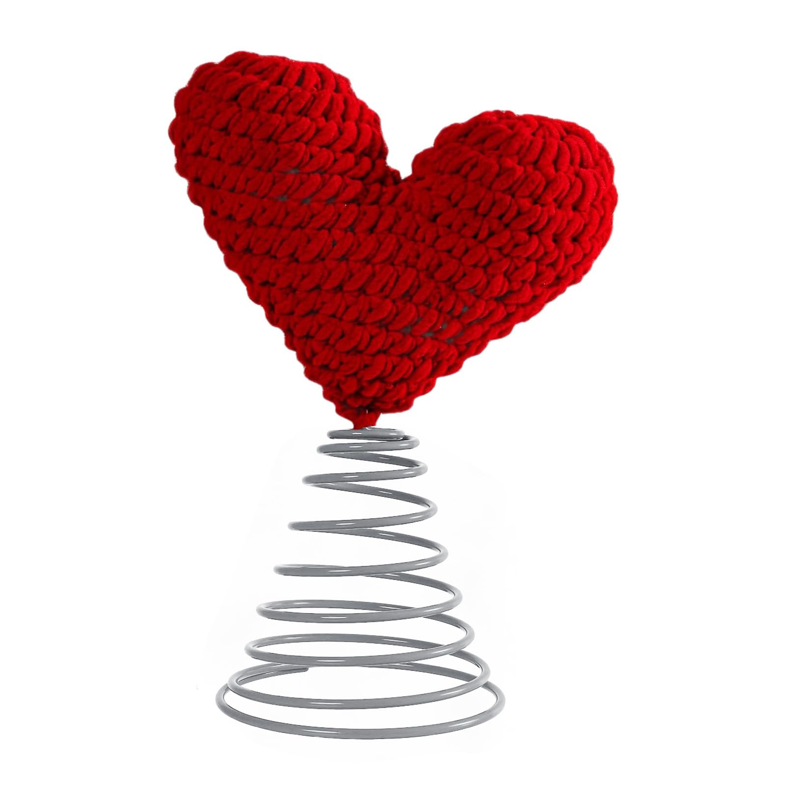 KAQNTUD Spring Designs Made of Metal and Cotton, Heart-Shaped Christmas Tree Toppers, Star Decoration for Family-Friendly, Festival, Setups, Party Decoration, Made of Cotton and Metal