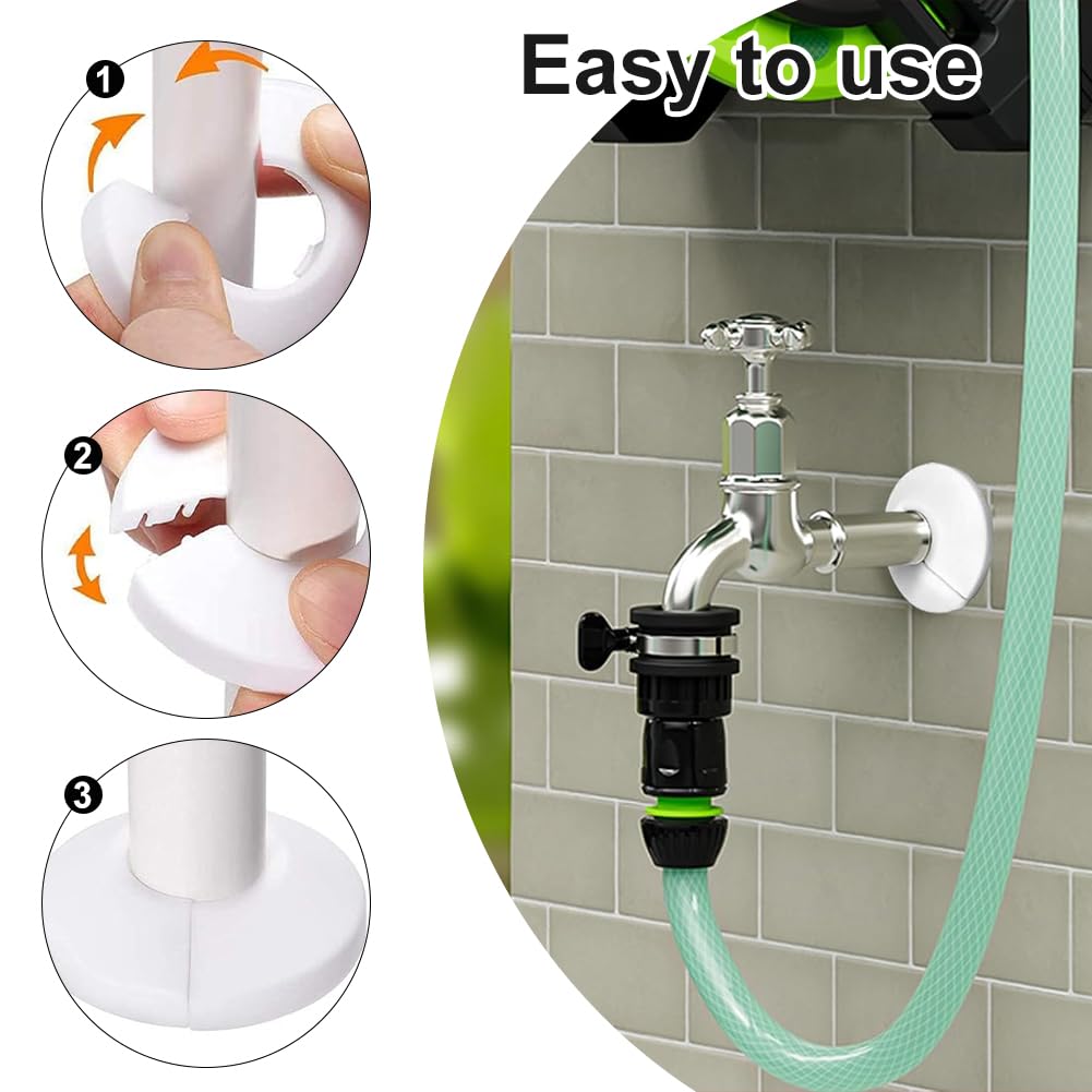12 Pezzi Rosette per Termosifoni, Copritubo Termosifone, Copri Termosifone, Copri Tubi Termosifoni, Pipe Collar, per Tubo di Riscaldamento Bianco Plastica, per Diametro Tubo da Parete